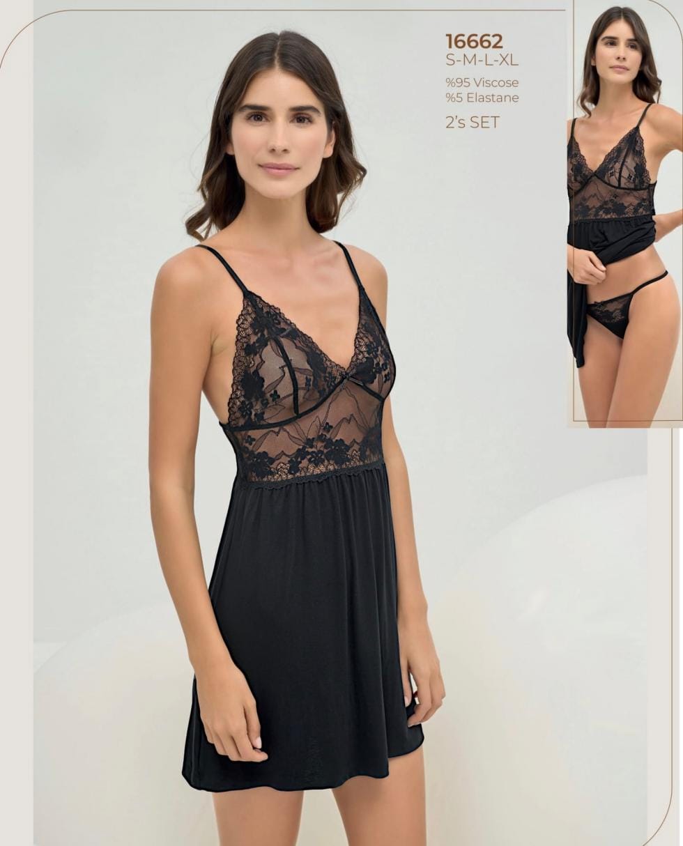 2-piece black lingerie set for women - lingerie set - pajama set black lingerie