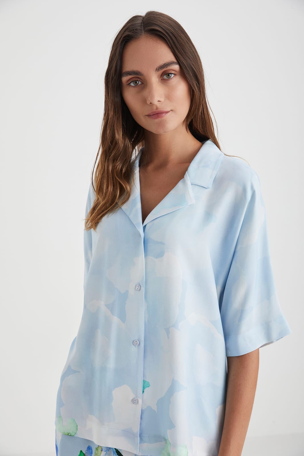 2-piece blue short pyjama set for women - pajama set - women pajama - summer pajama