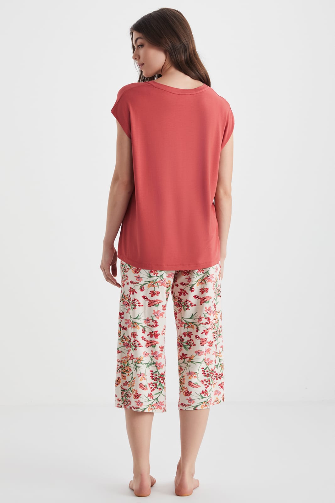 2-piece red pantacour pyjama set for women - pajama set - women pajama - summer pajama
