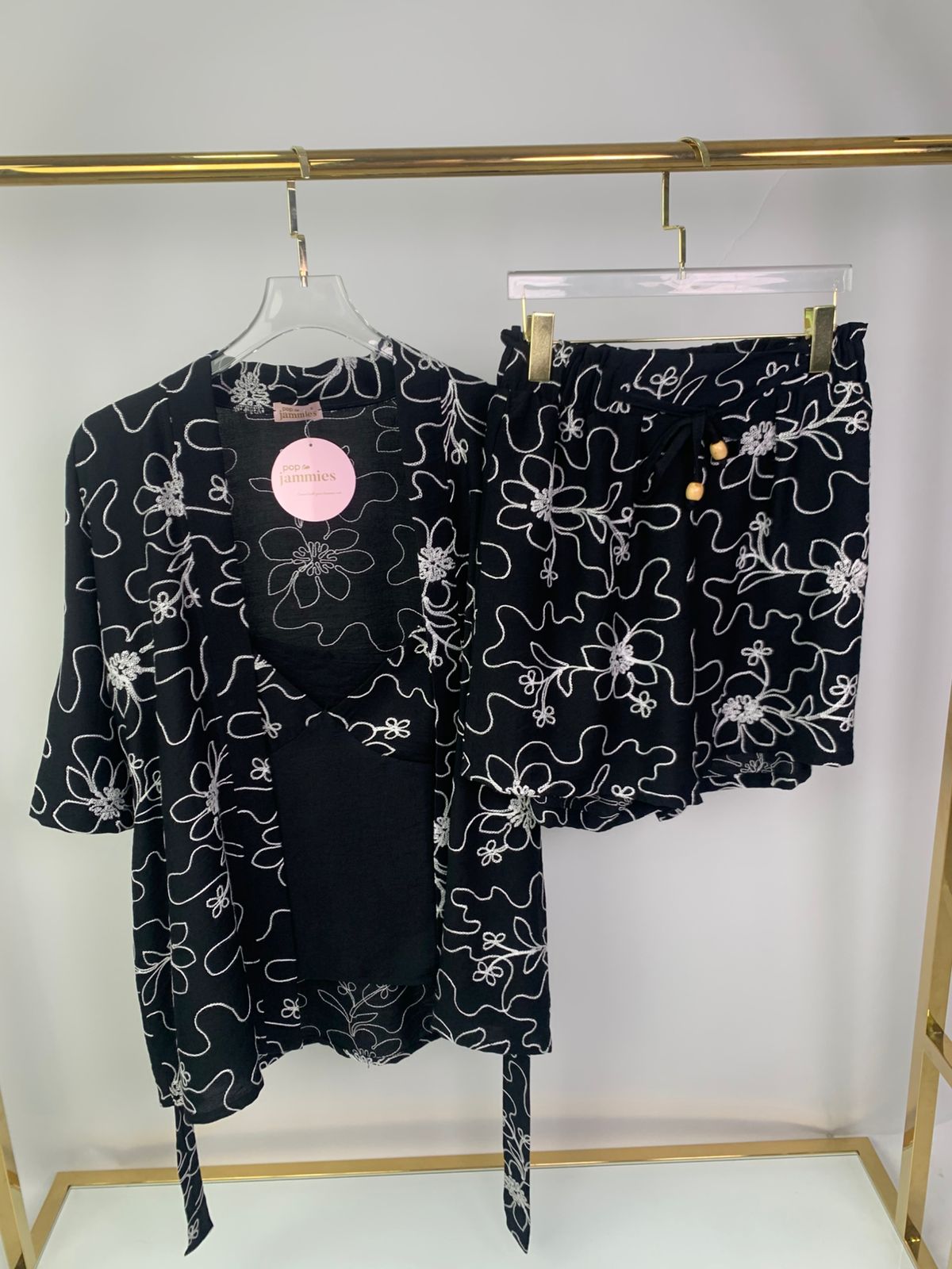 black 2-piece women's short pyjama set - pajama set - women pajama - summer pajama