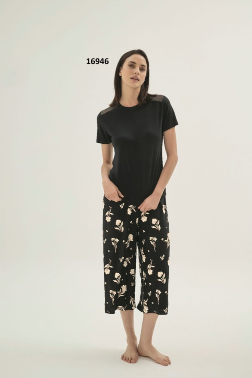 2 pcs Pantacour pyjama set - pajama set - women pajama - summer pajama