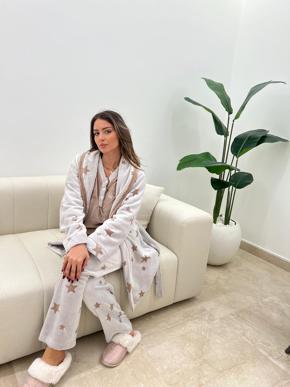 Plush Star Pants & Robe Pajama Set