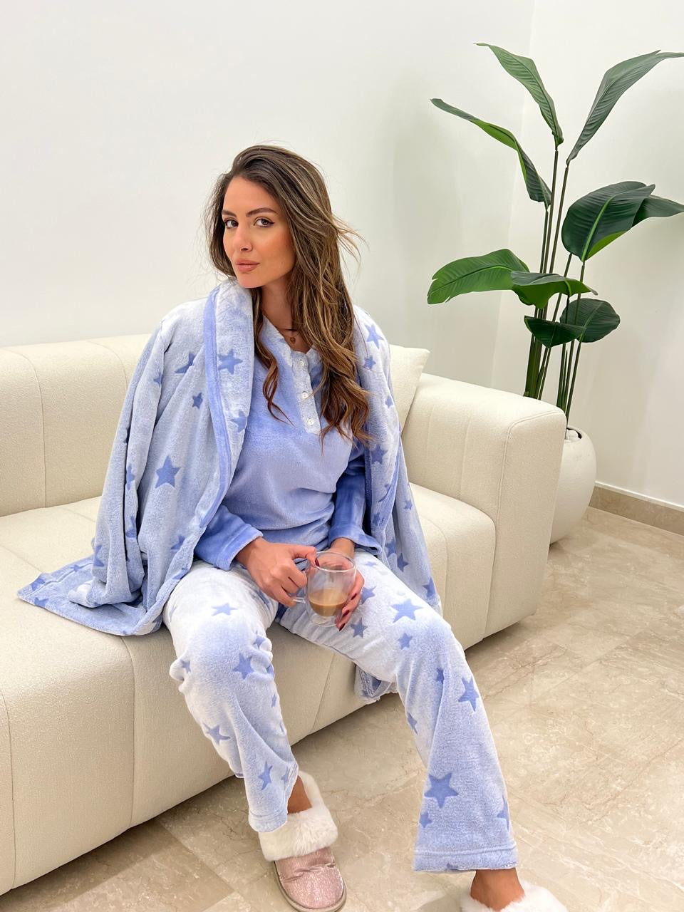 Plush Star Pants & Robe Pajama Set