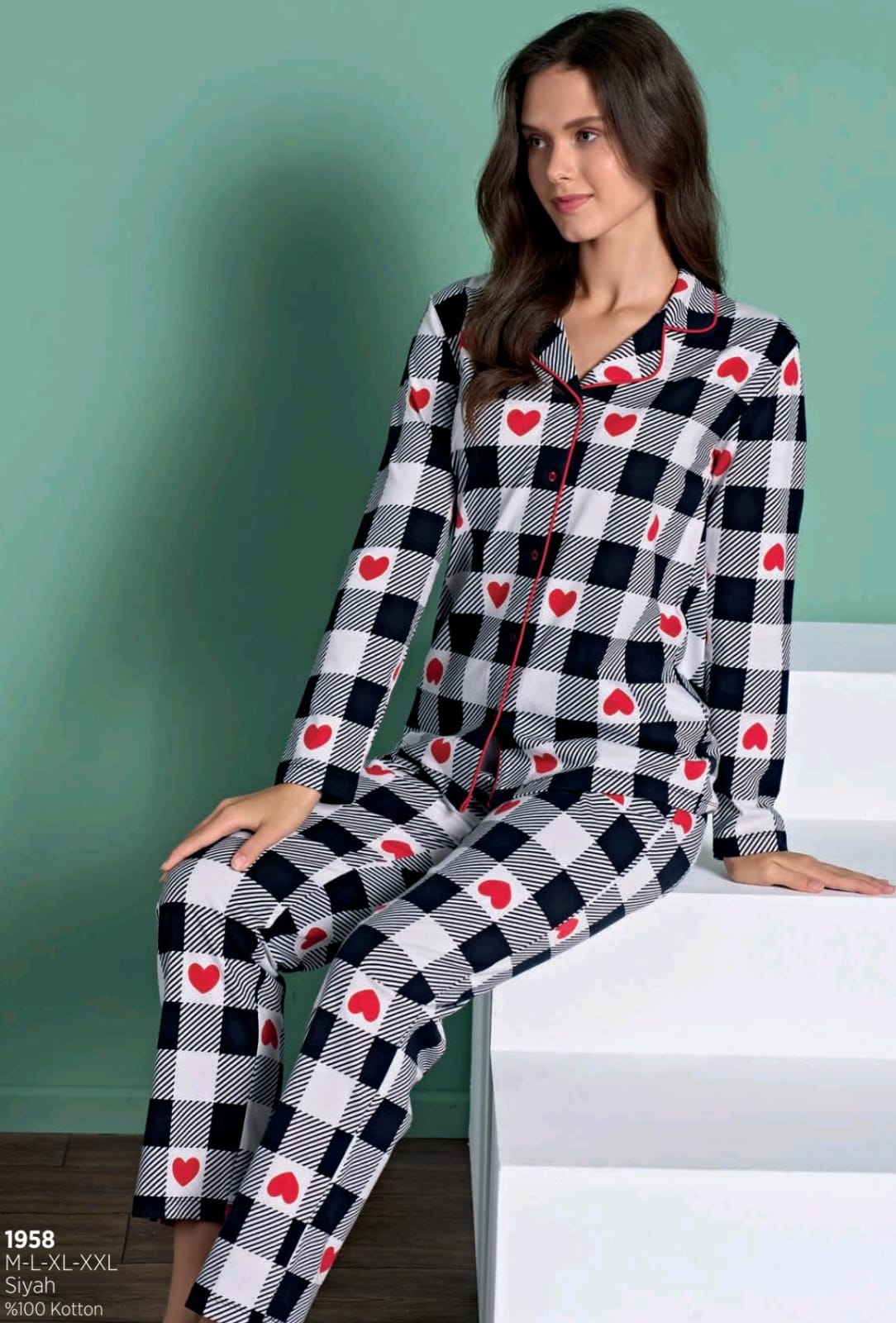 Shadow Grid of Love Pants Pajama Set