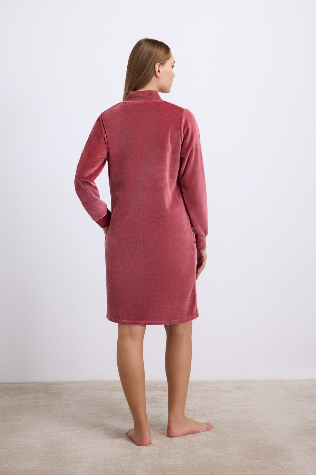 Luxe Velour Zip-Front Dress