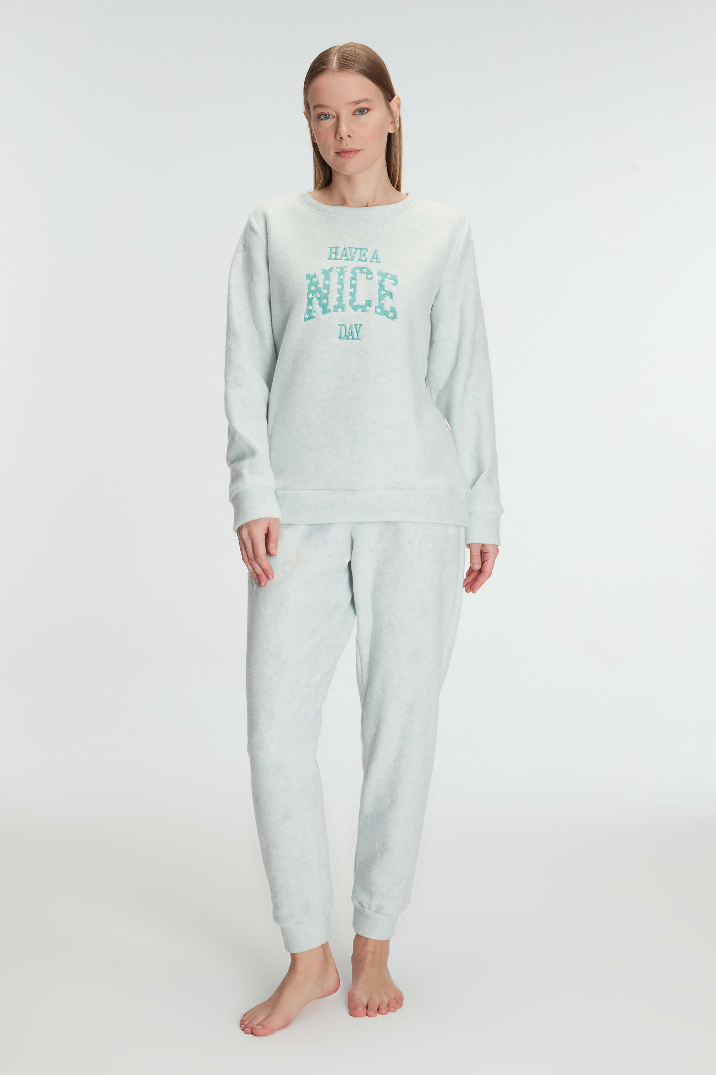 Pastel Plush Pants Pajama Set