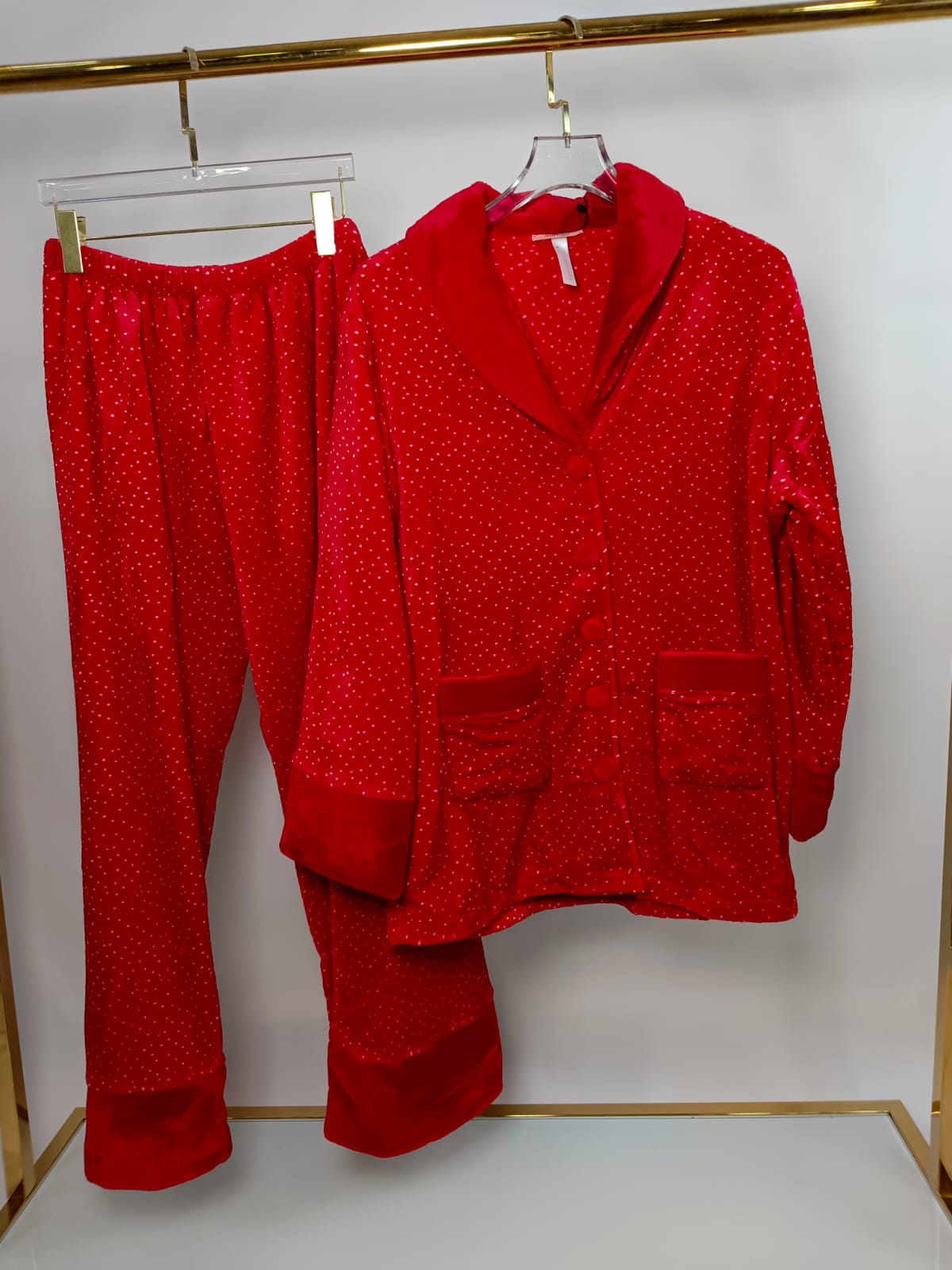 Luxury Fleece Button-Down Pants Pajama Set