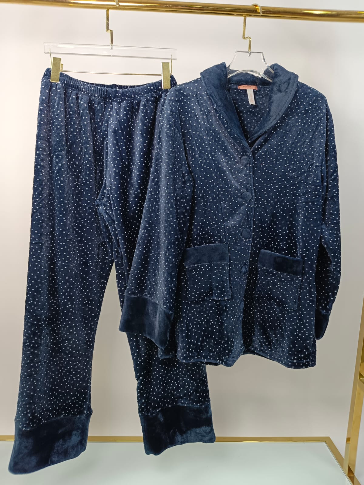 Luxury Fleece Button-Down Pants Pajama Set