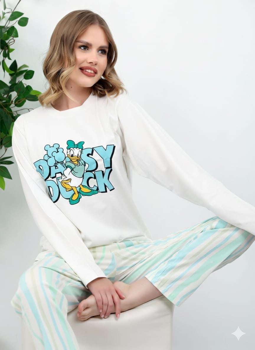 Daisy's Pastel Stripes Pants Pajama Set