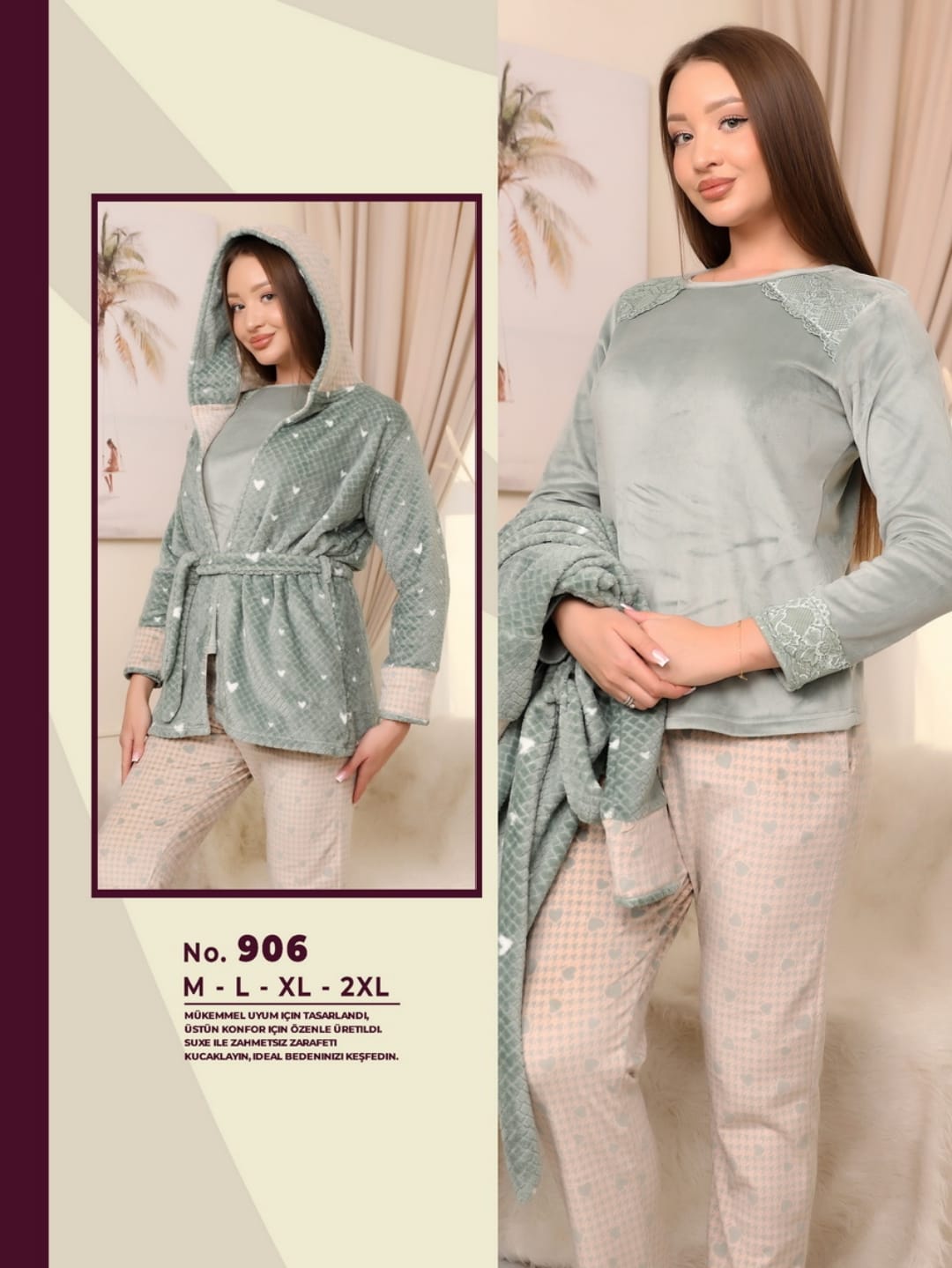 Hooded Soft Fleece Pants Pajama Set