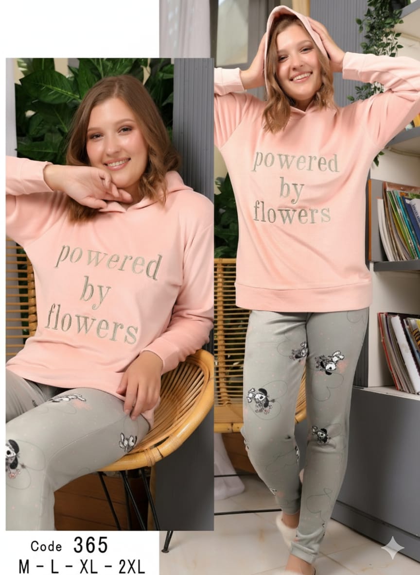 Flower Power Hoodie Pants Pajama Set