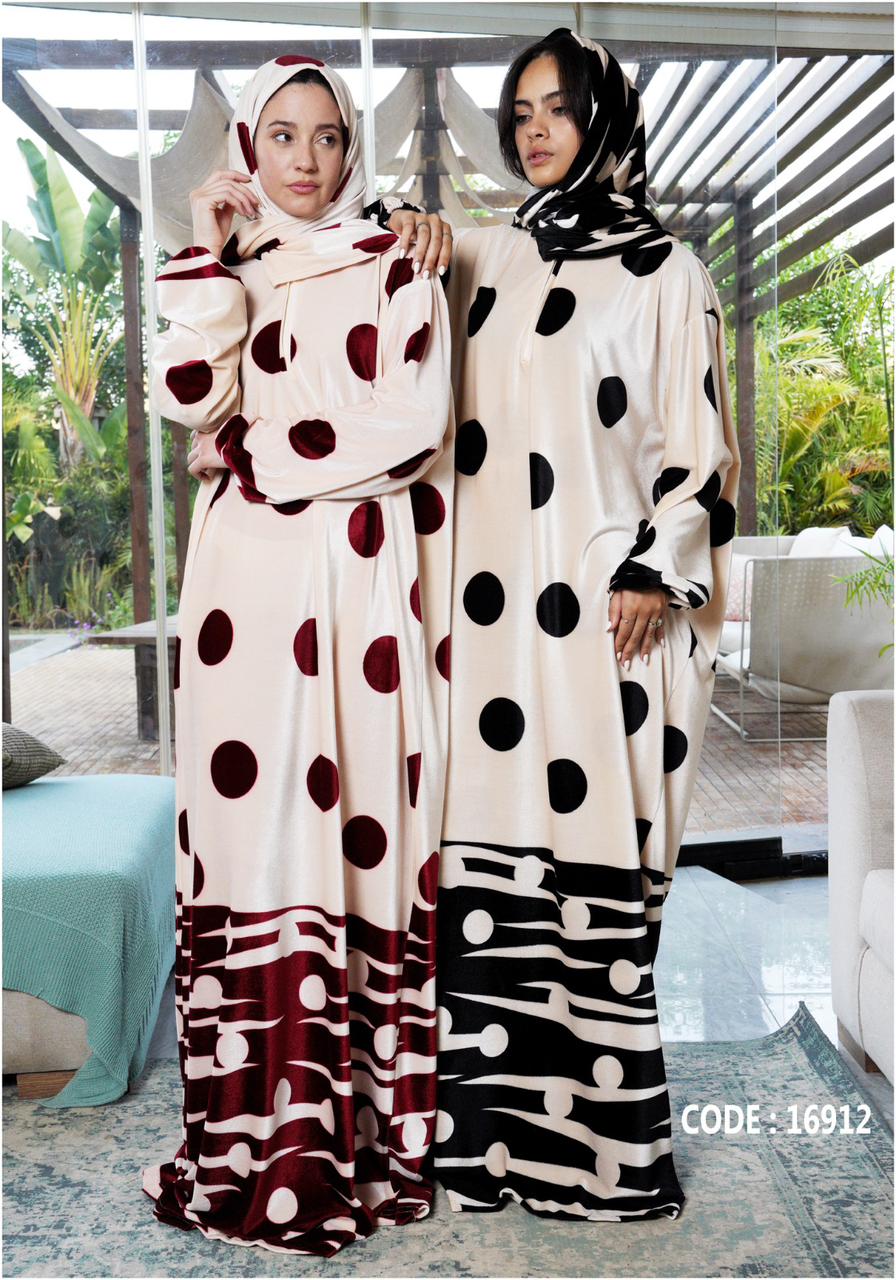 Velvet Polka Dot Kaftan Robe