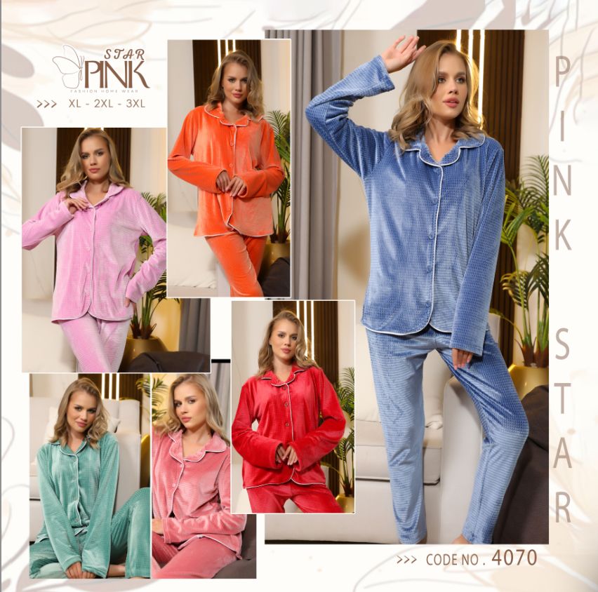 Plush Velvet Piping Pants Pajama Set