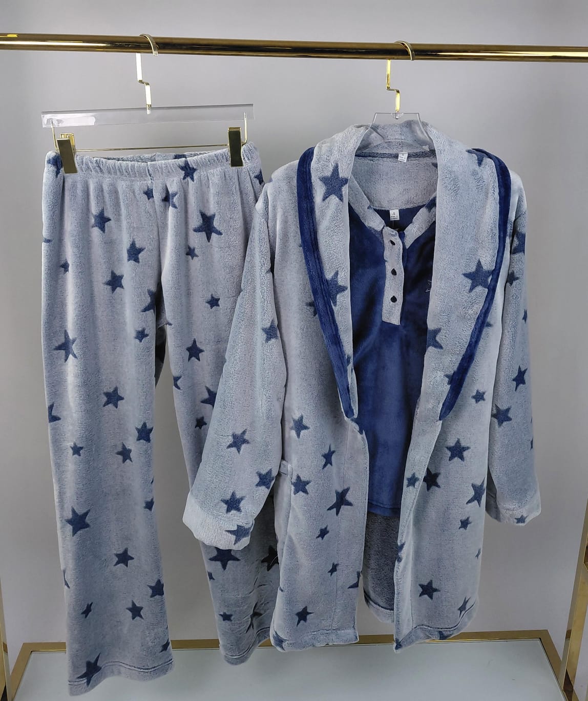 Plush Star Pants & Robe Pajama Set
