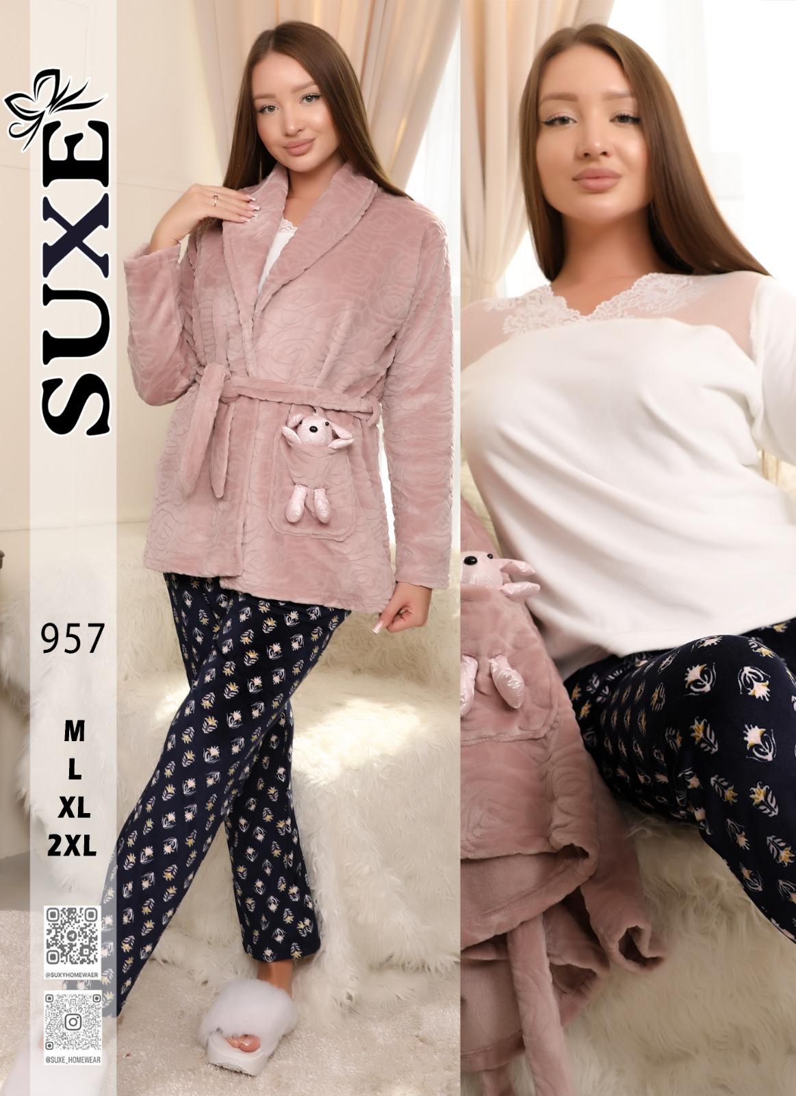 Soft Pink Comfort Pants & Robe Pajama Set