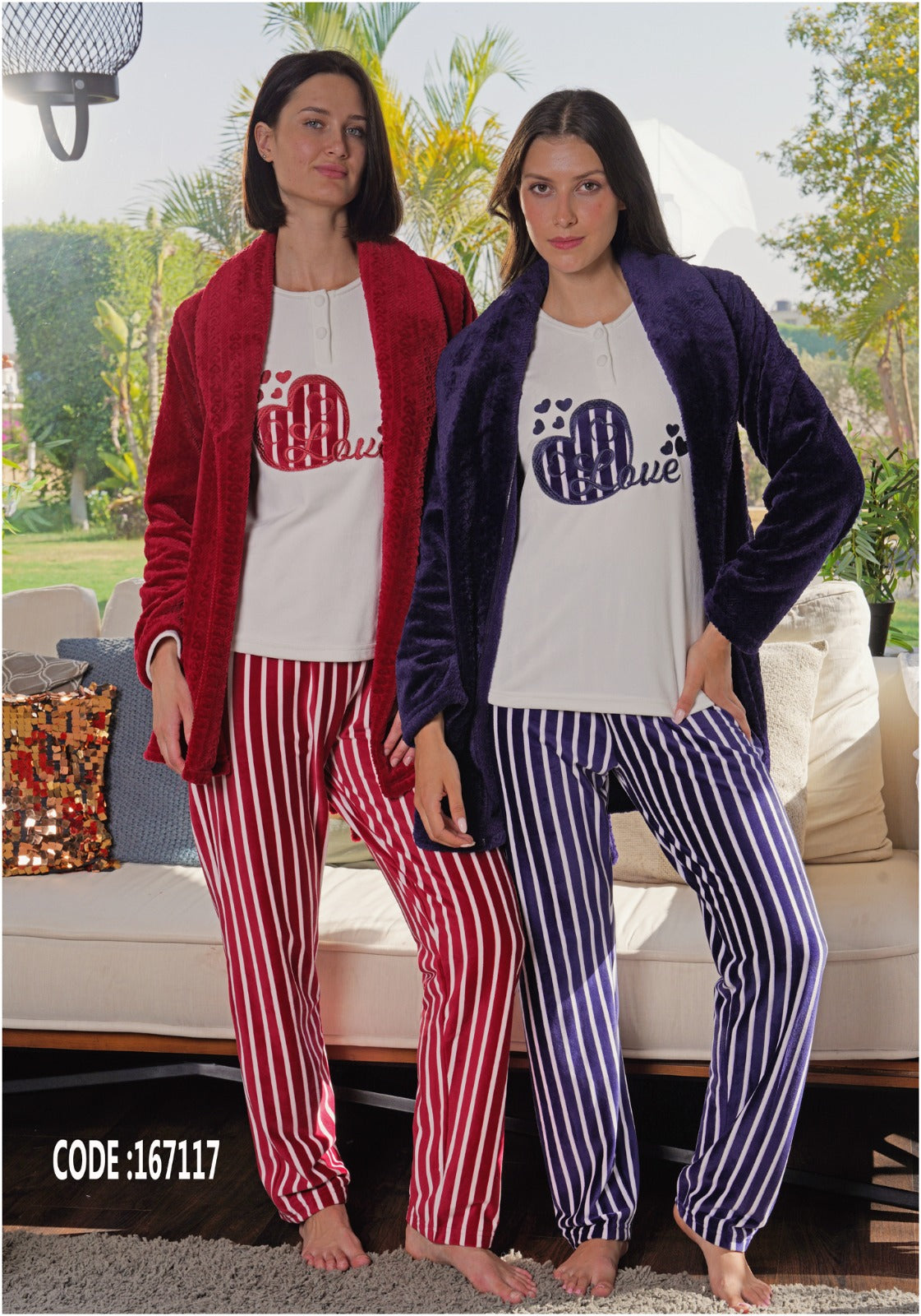 Holiday Plush Pants & Robe Pajama Set