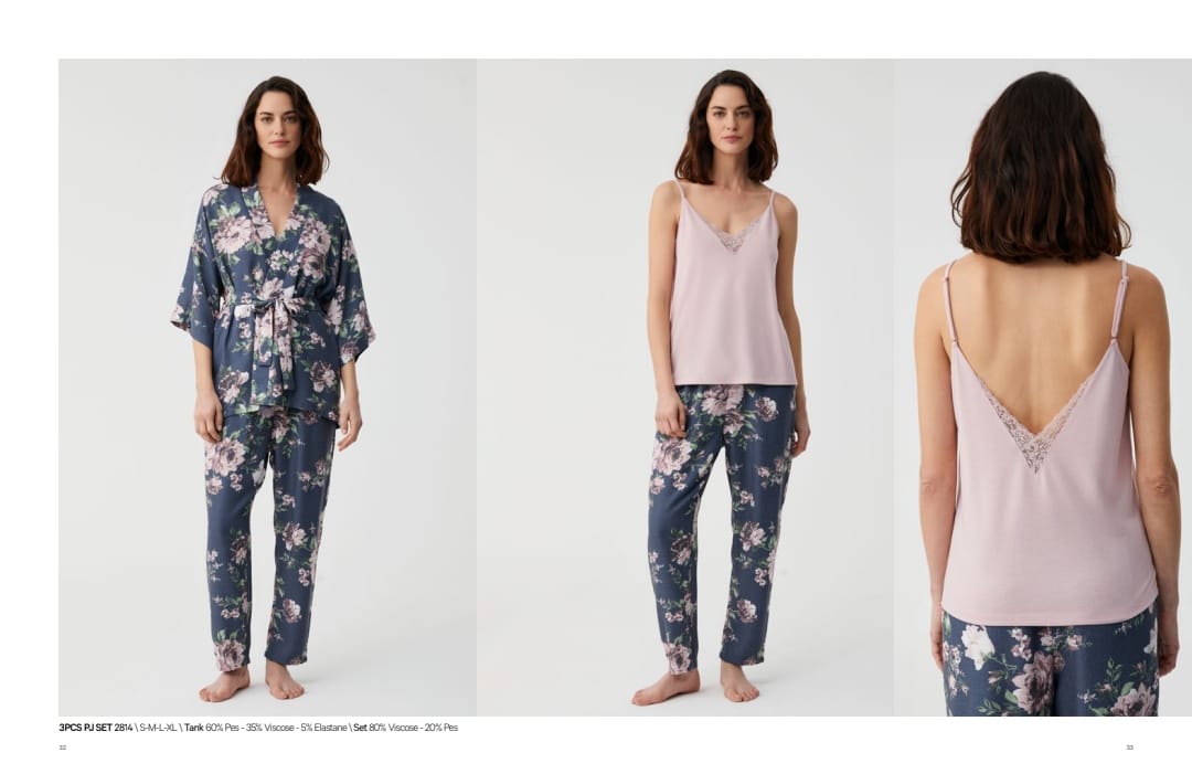 Navy Floral Pants & Robe Pajama Set