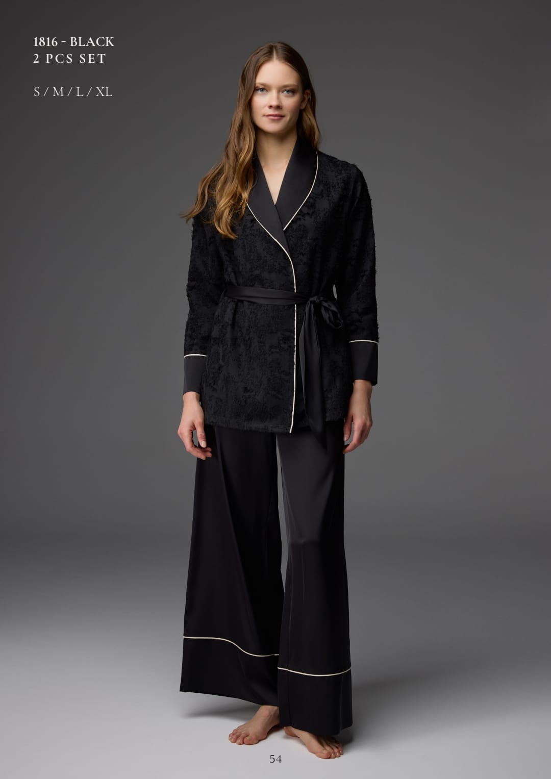 Ecru Piped Lounger Pants Pajama Set