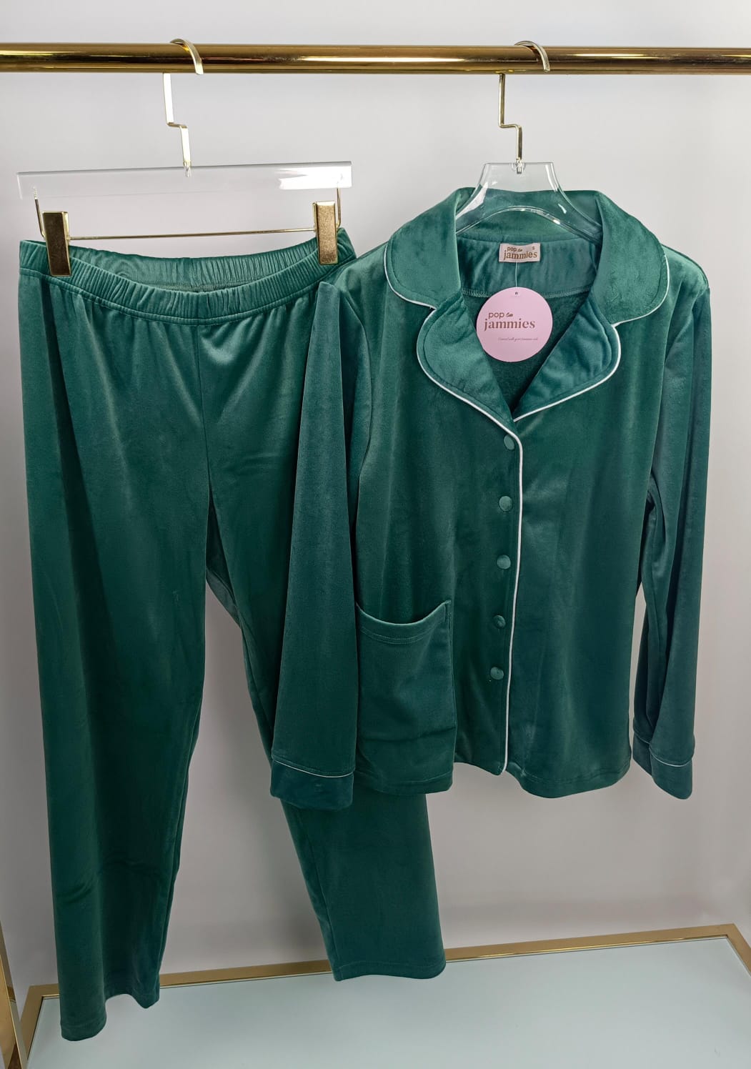 Mint Fleece Button-up Pants Pajama Set
