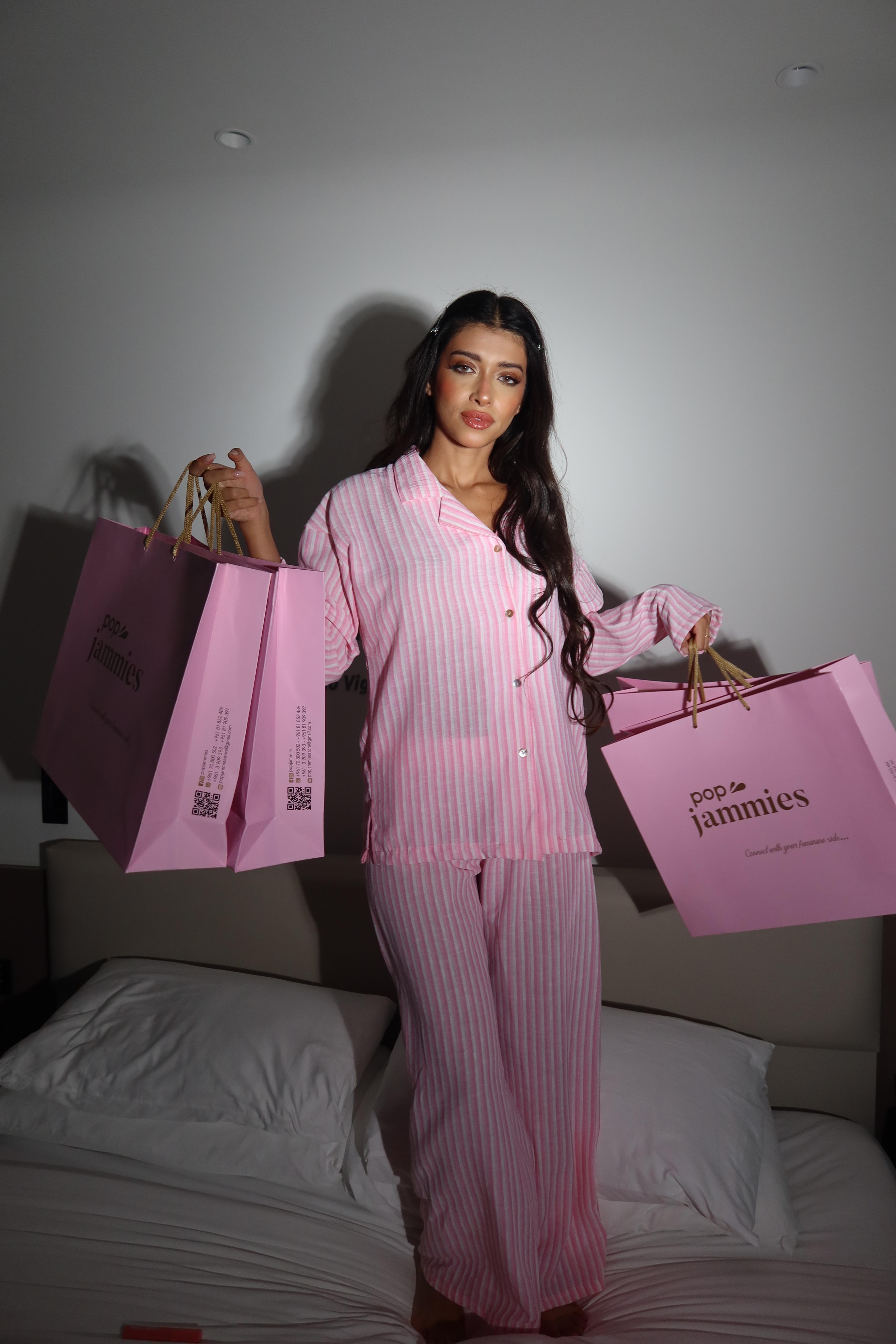 Pinstripe Button-down Pajama Set