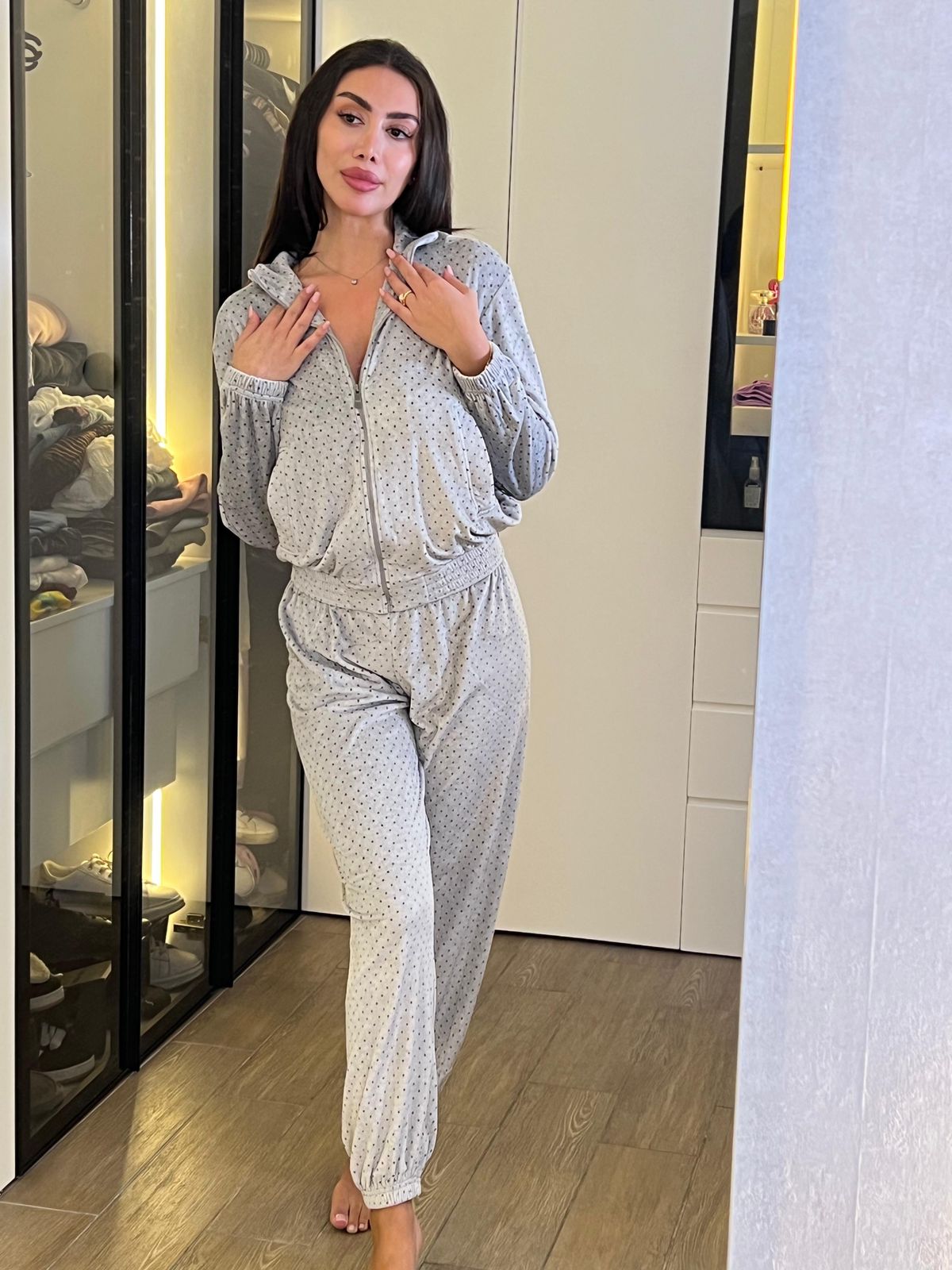 Plush Dot Pants Pajama Set