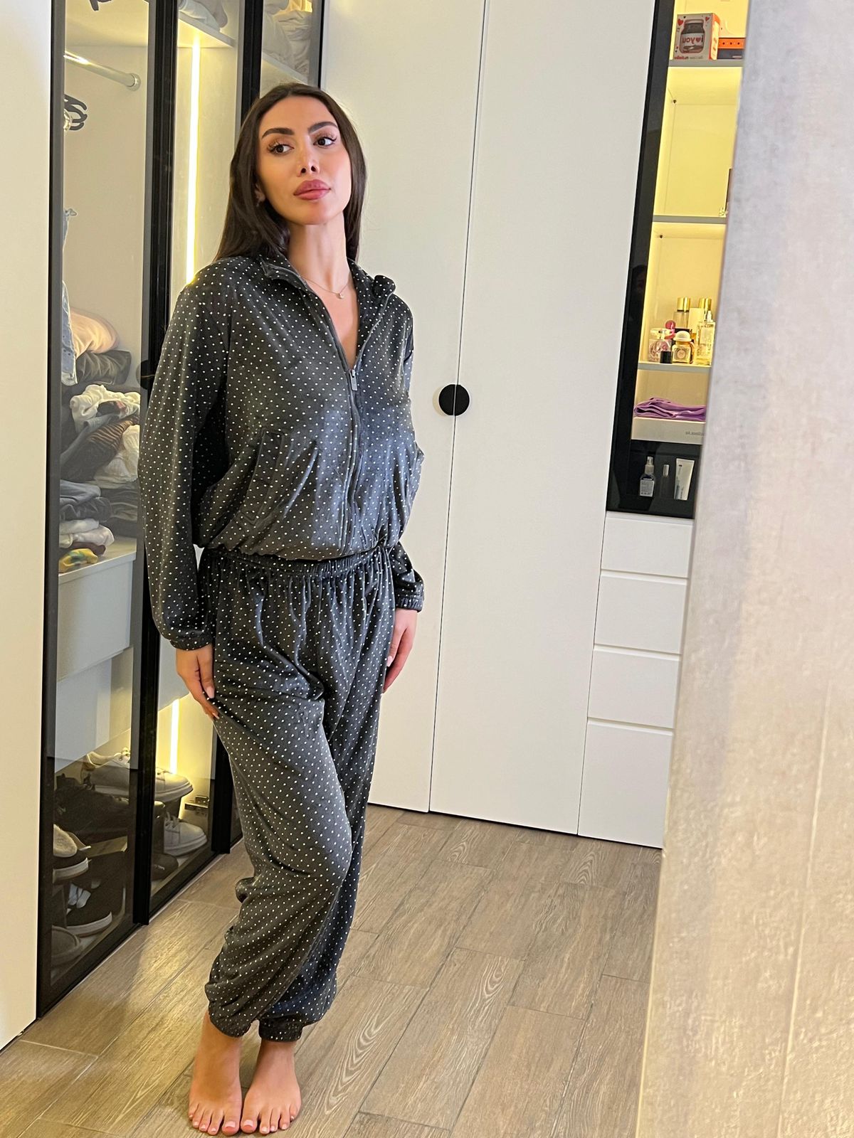 Plush Dot Pants Pajama Set