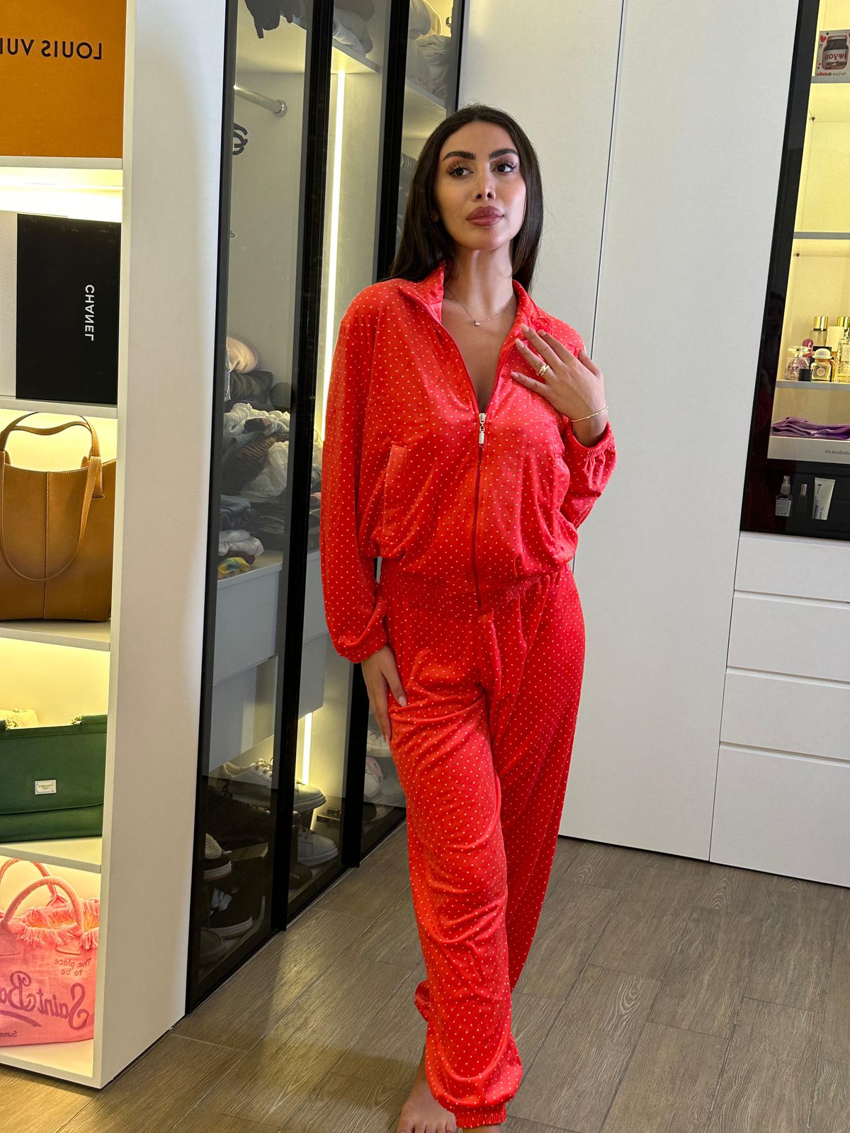 Plush Dot Pants Pajama Set