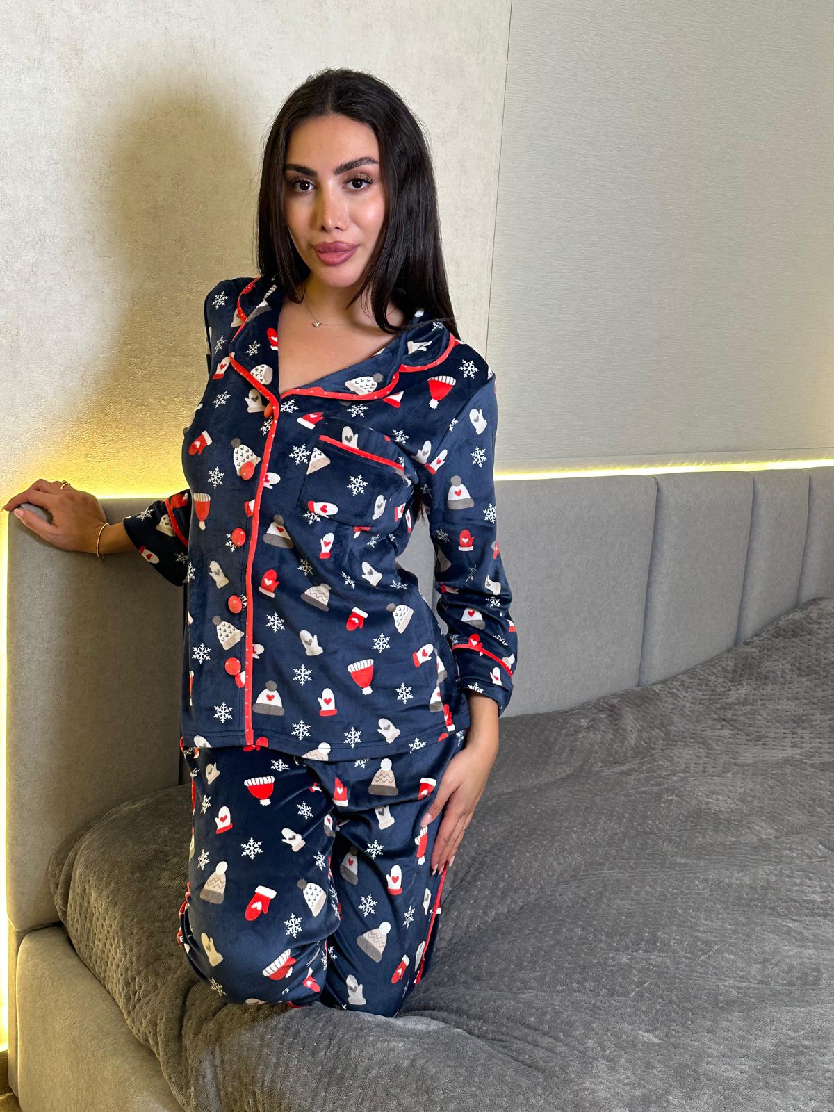 Cozy Mitten & Hat Pants Pajama Set