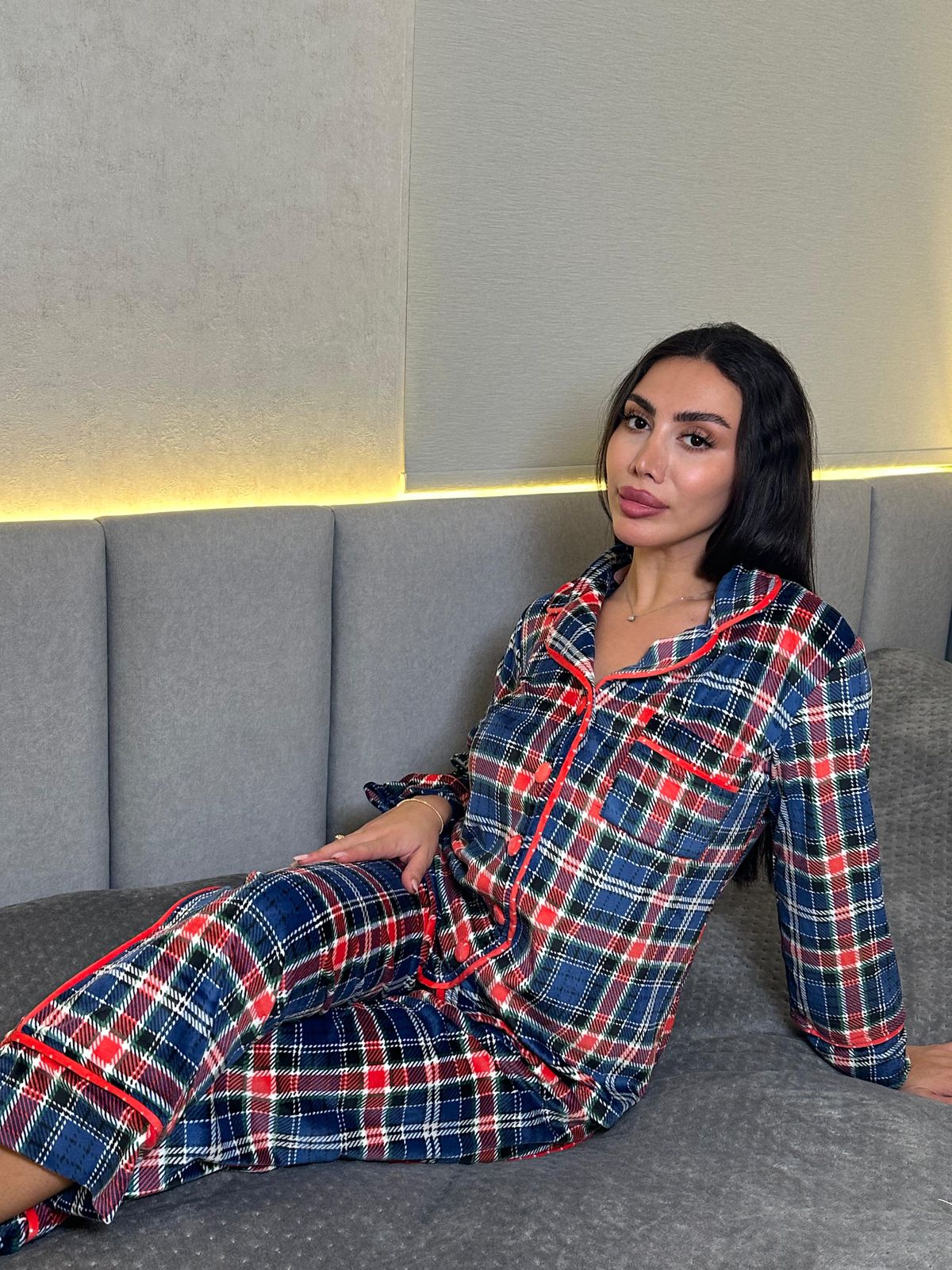 Classic Plaid Flannel Pants Pajama Set