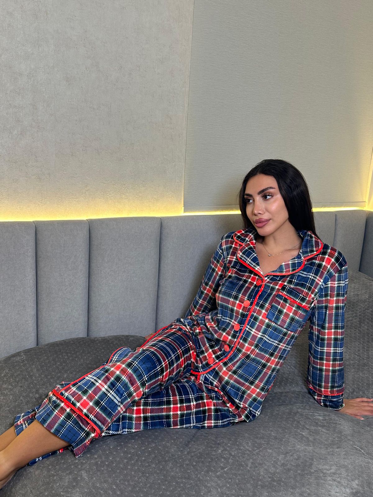 Classic Plaid Flannel Pants Pajama Set