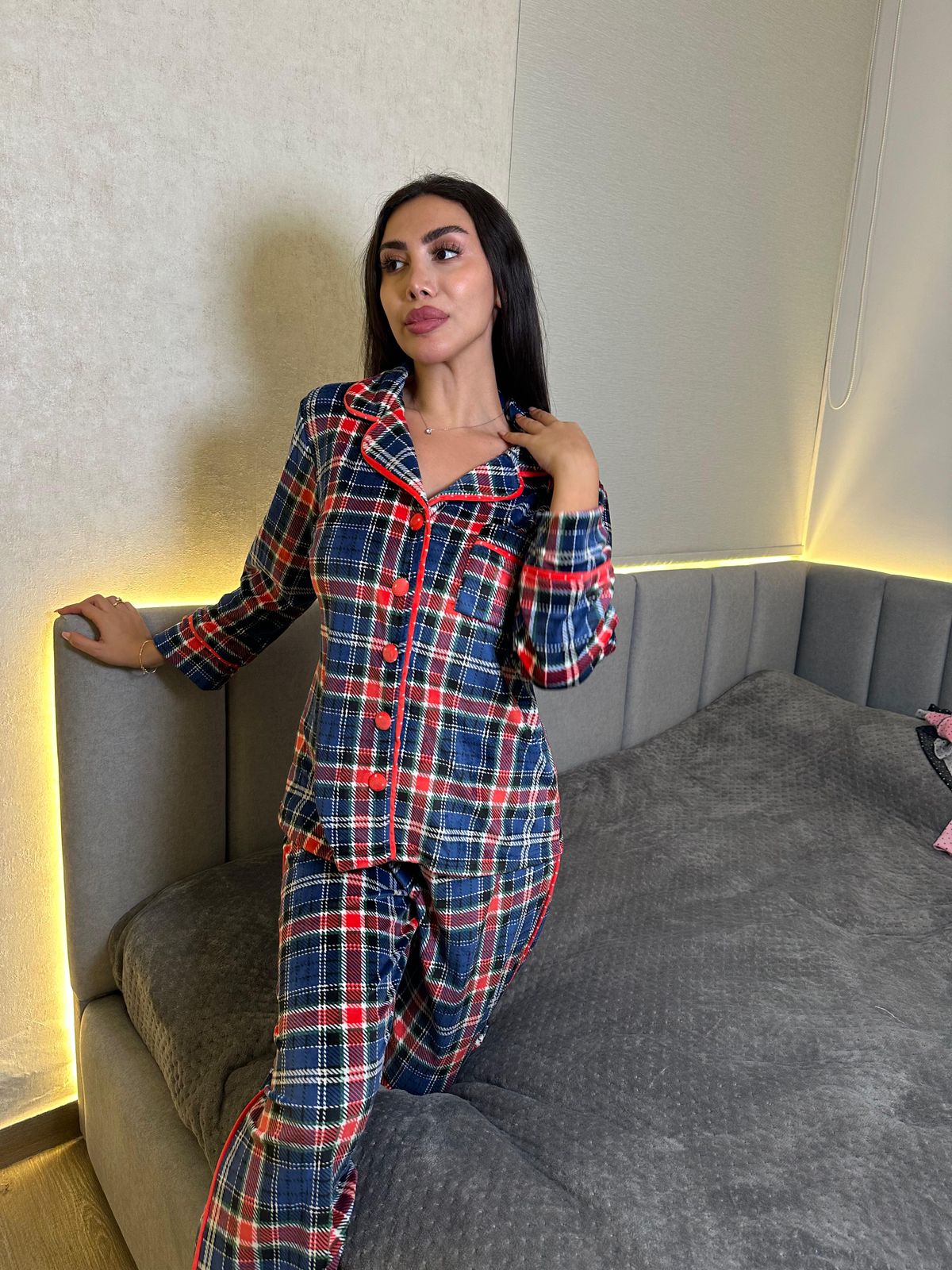 Classic Plaid Flannel Pants Pajama Set