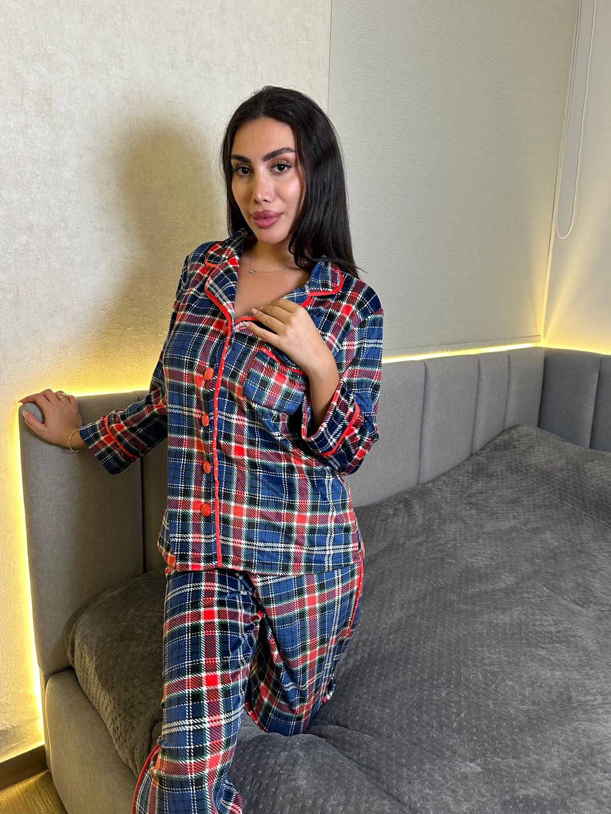 Classic Plaid Flannel Pants Pajama Set