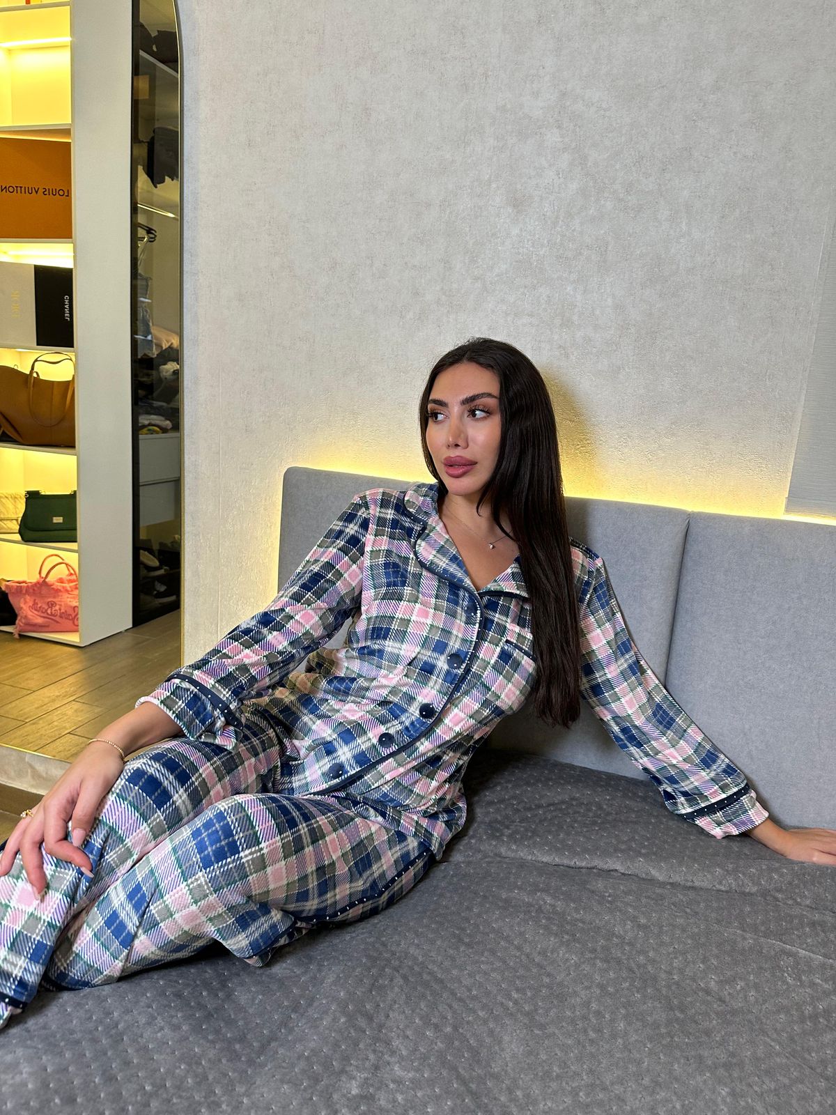 Classic Plaid Flannel Pants Pajama Set