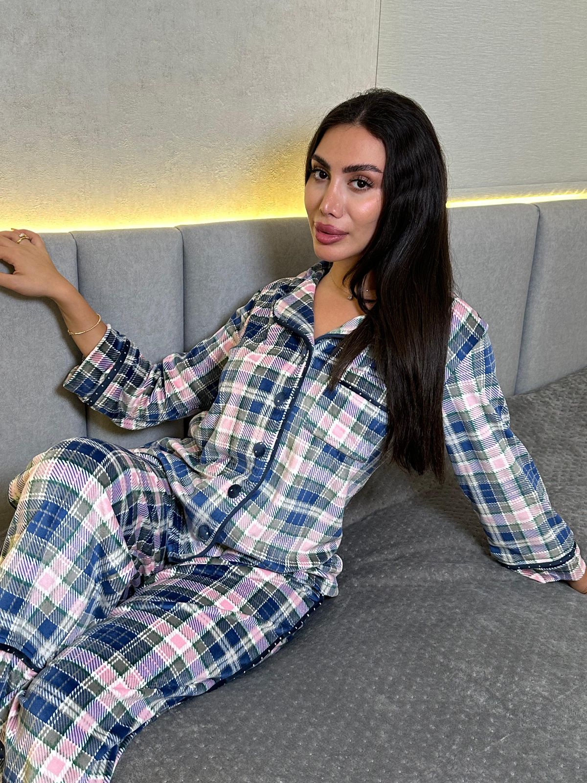 Classic Plaid Flannel Pants Pajama Set