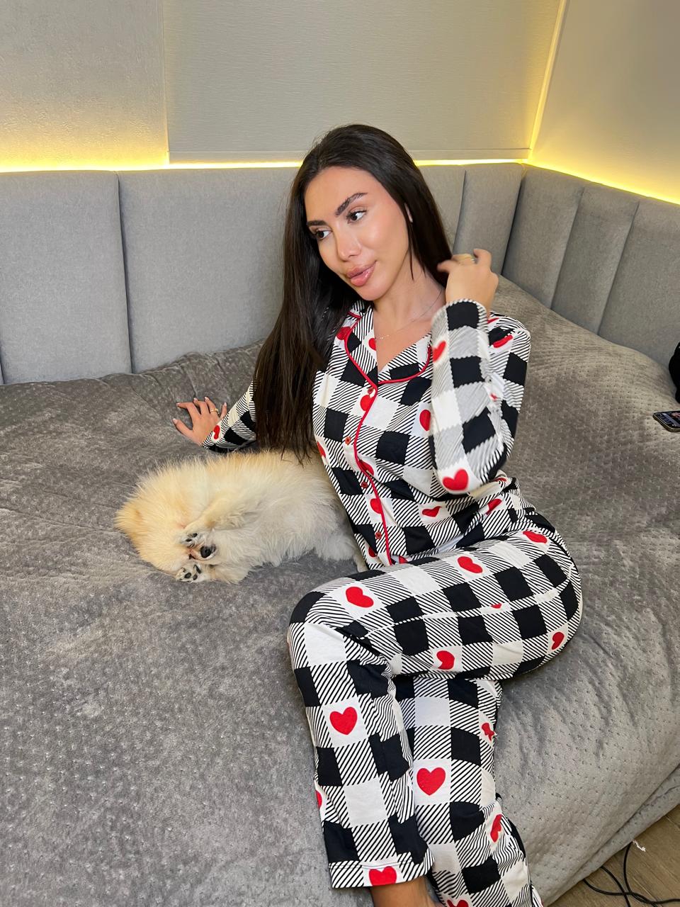 Shadow Grid of Love Pants Pajama Set