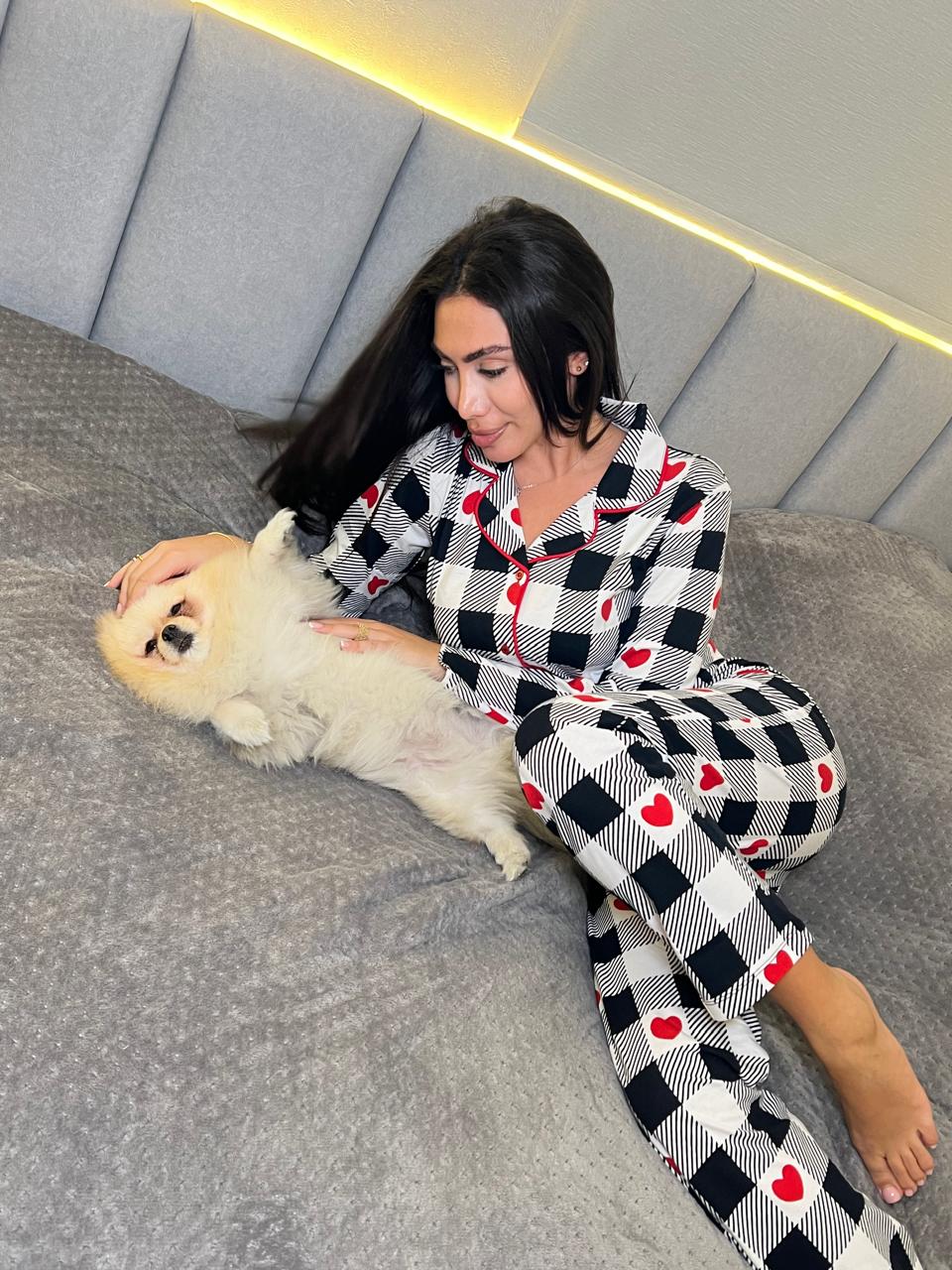 Shadow Grid of Love Pants Pajama Set