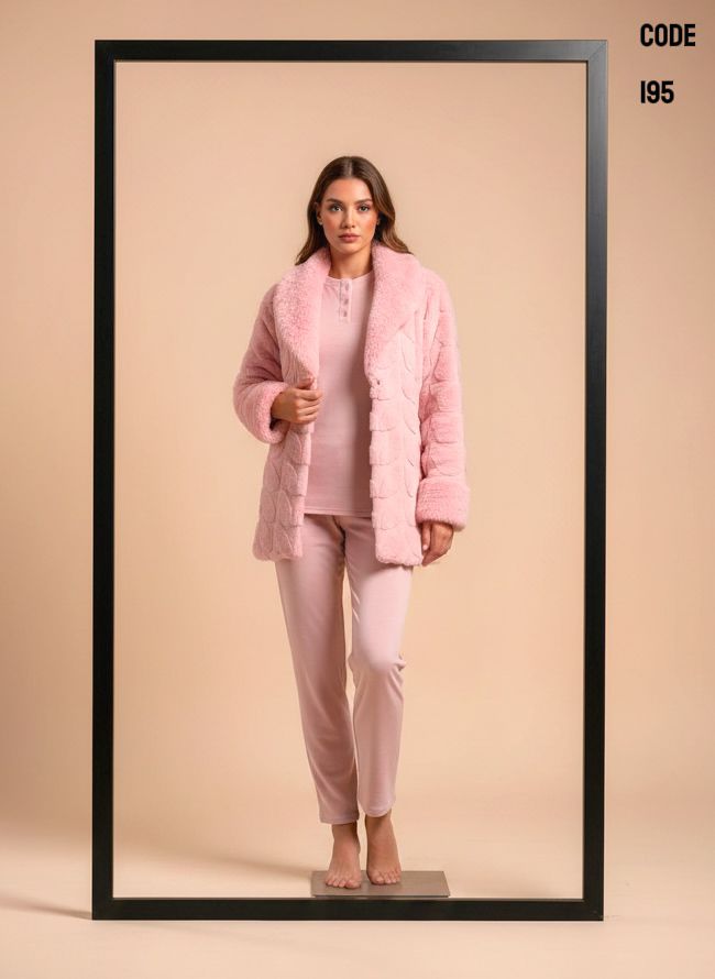 Plush Leaf Pants & Robe Pajama Set