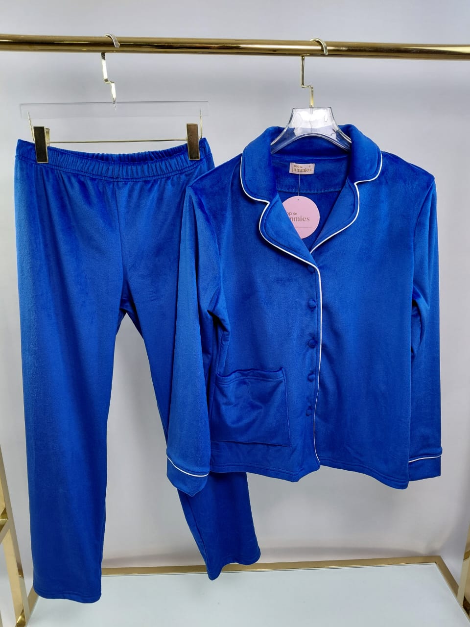 Fleece Button-up Pants Pajama Set