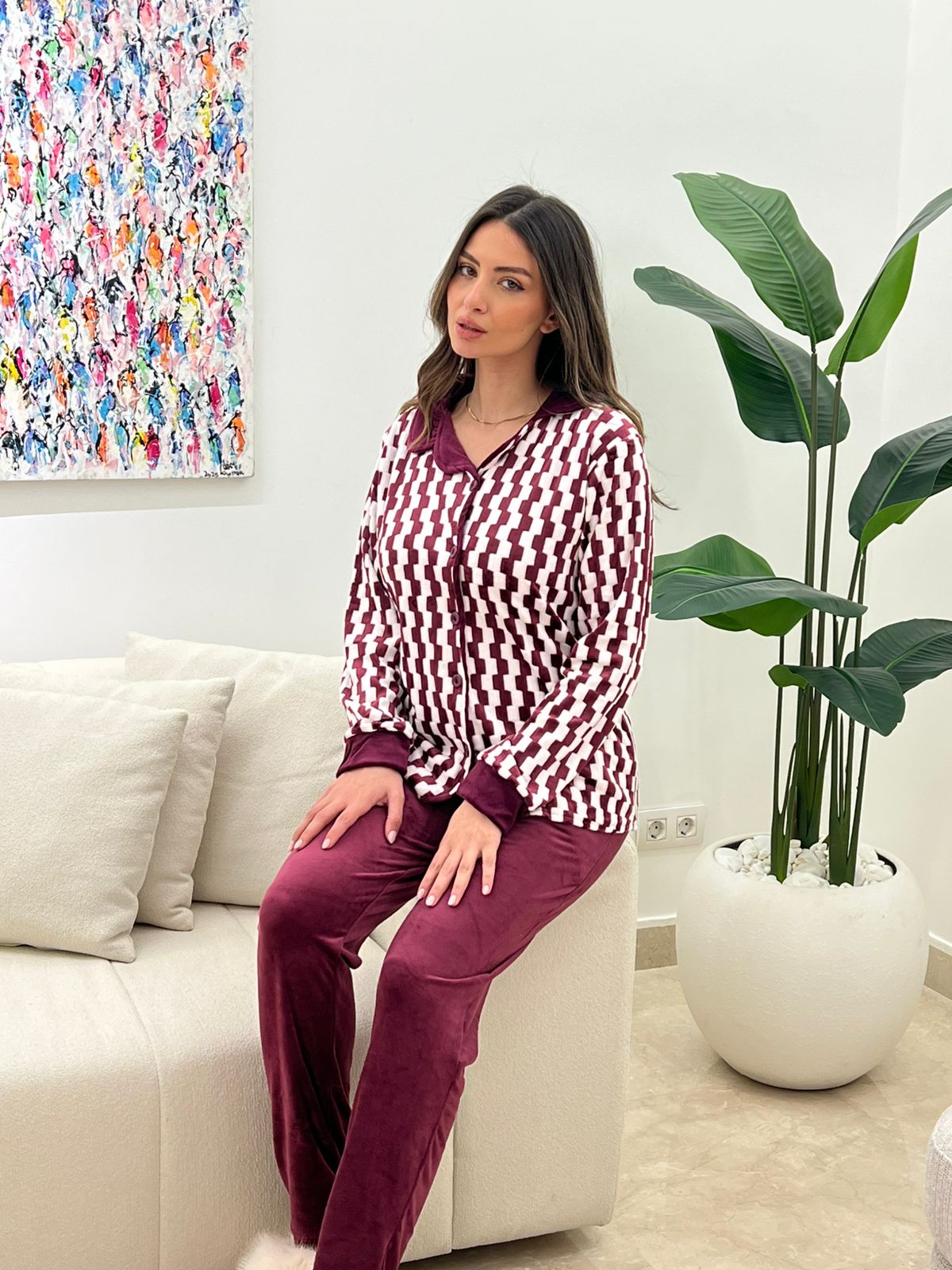 Graphic Ripple Pants Pajama Set