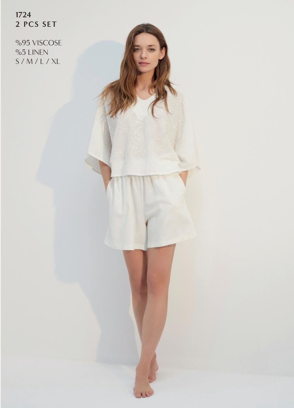 White 2-Piece Short Summer Pyjama Set – Lightweight Sleepwear for Women