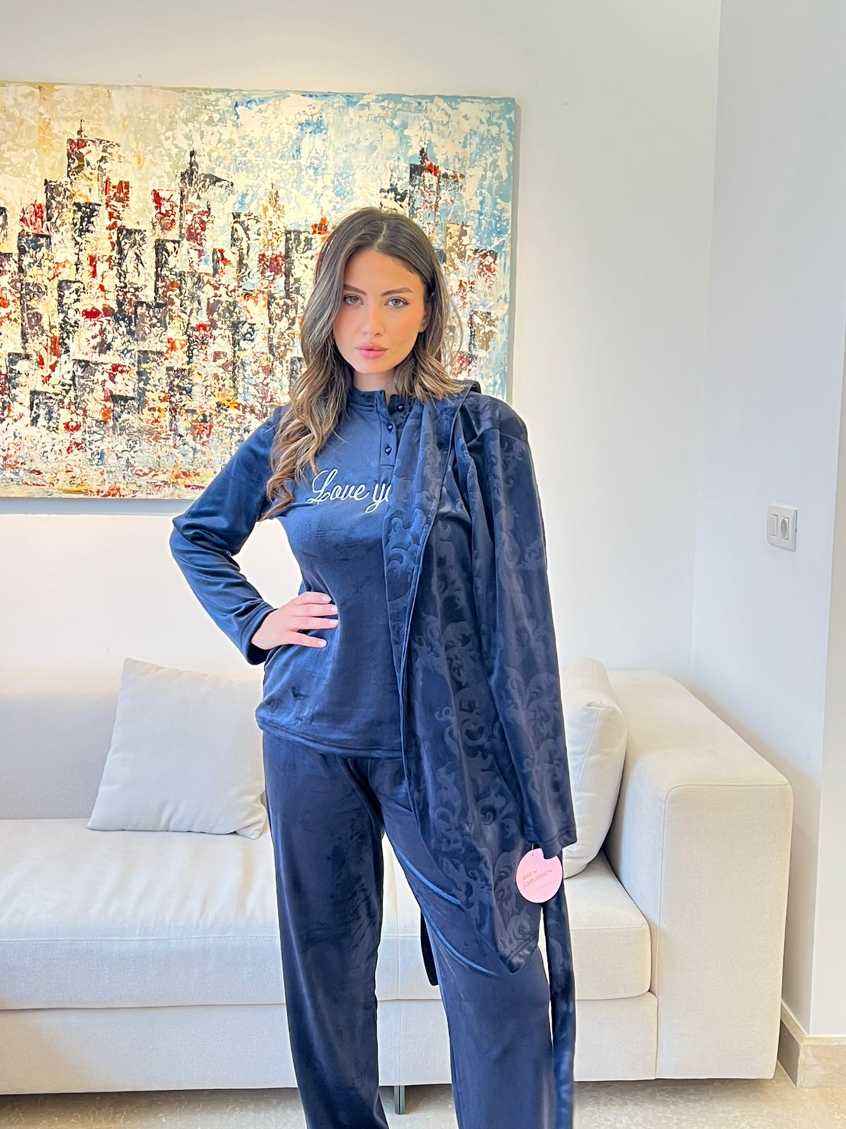 Midnight Scroll Pants & Robe Pajama Set