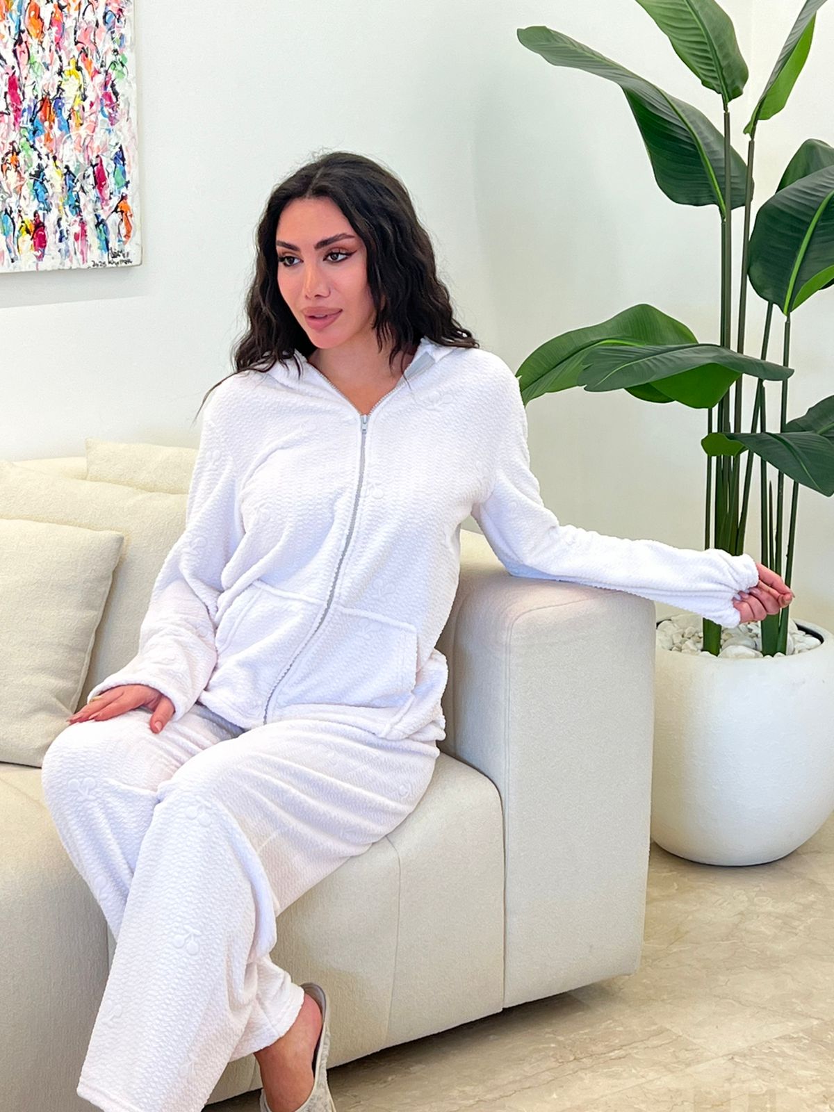 Soft-Touch Jacquard Pants Pajama Set
