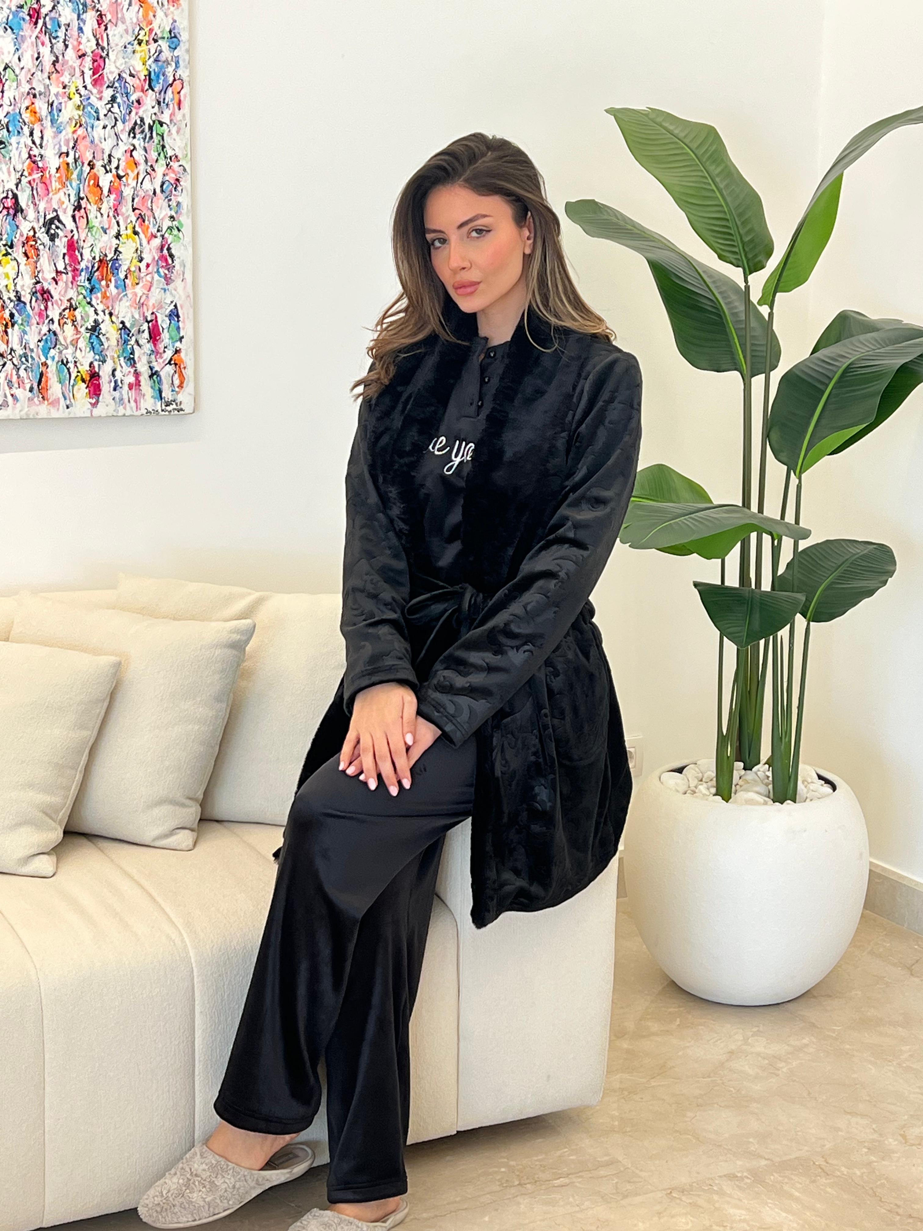 Midnight Scroll Pants & Robe Pajama Set