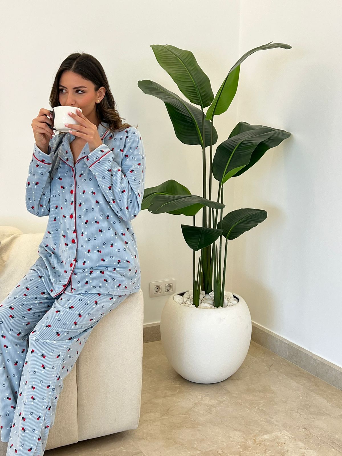 Ribbed Fruit Pants Pajama Set