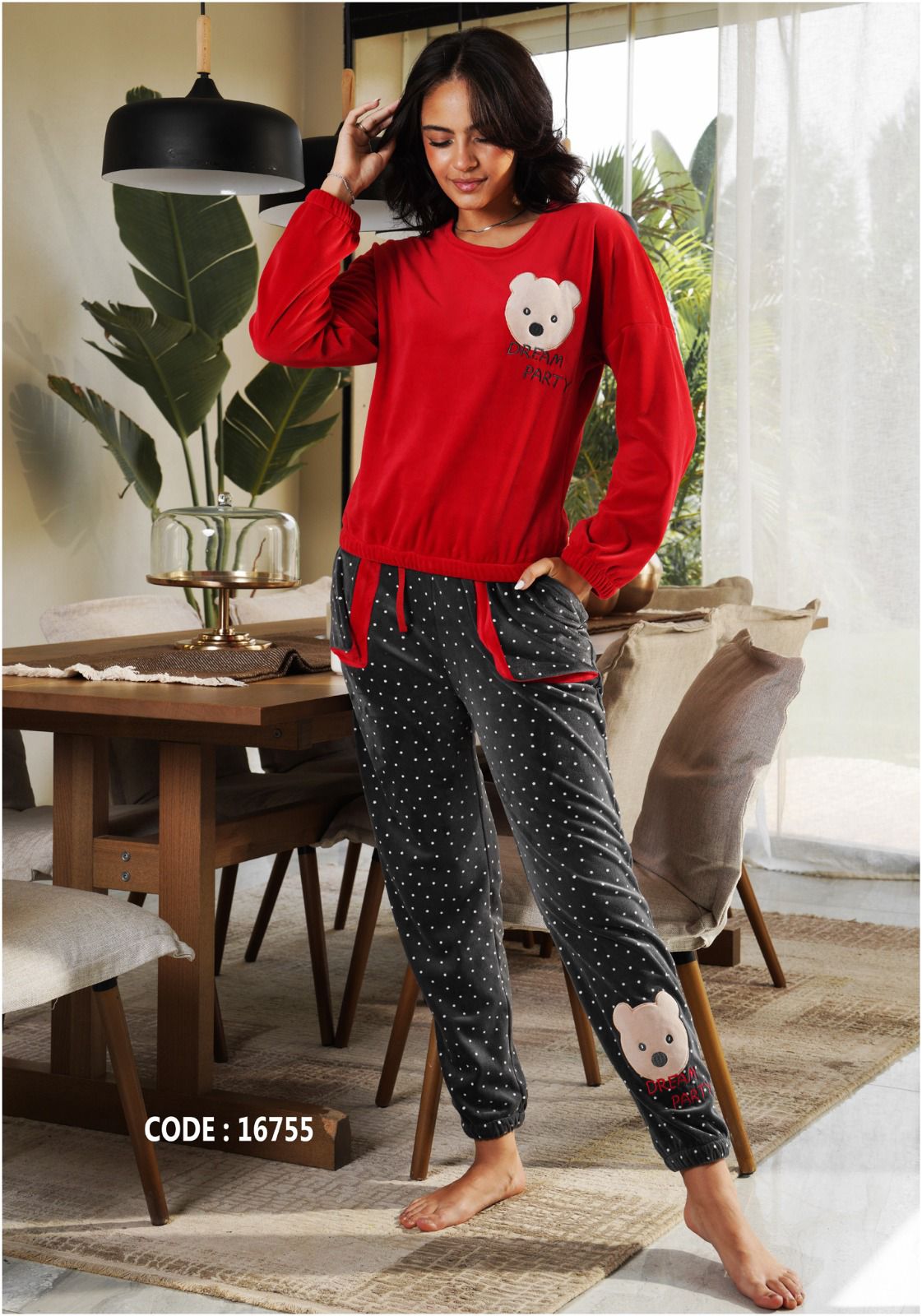 Bear Party Dot Pants Pajama Set