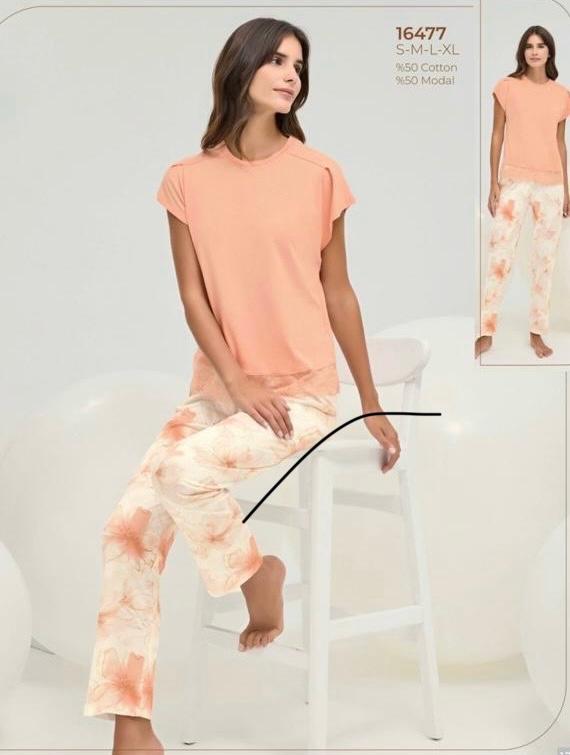 women’s 2-piece pants pyjama set in soft somo - pajama - women pajama - summer pajama