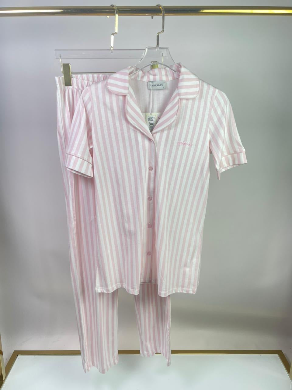 Pinstripe Short Sleeve Pants Pajama Set
