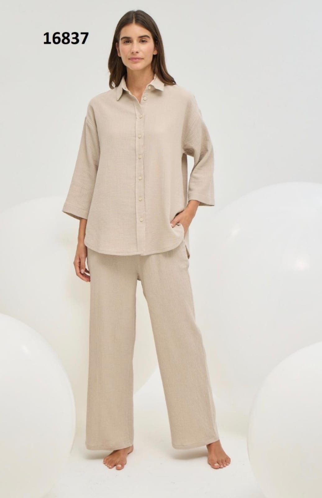 2-piece beige pyjama set for women - pajama set - women pajama - summer pajama 