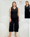 2-piece black Pantacour pyjama set for women in big sizes - pajama set - women pajama - summer pajama 