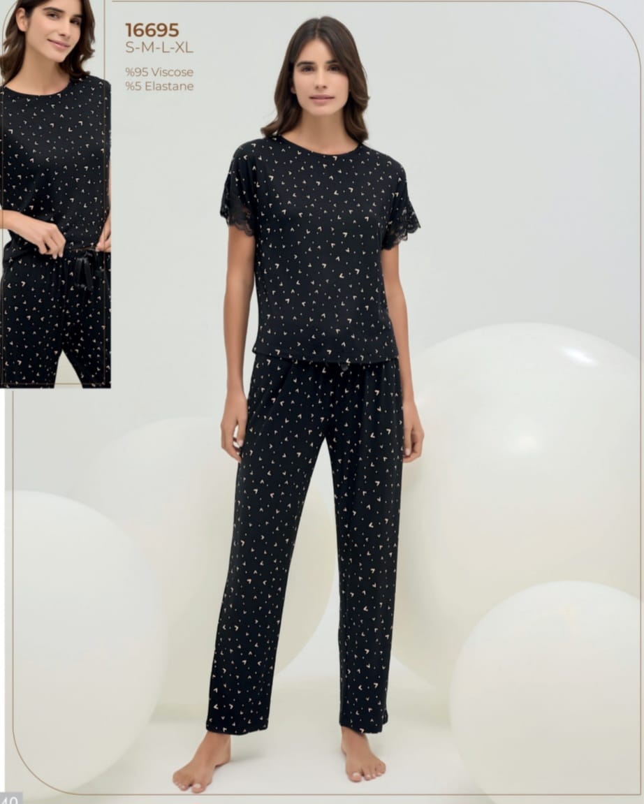 2-piece black pyjama set for women - pajama set - women pajama - summer pajama 
